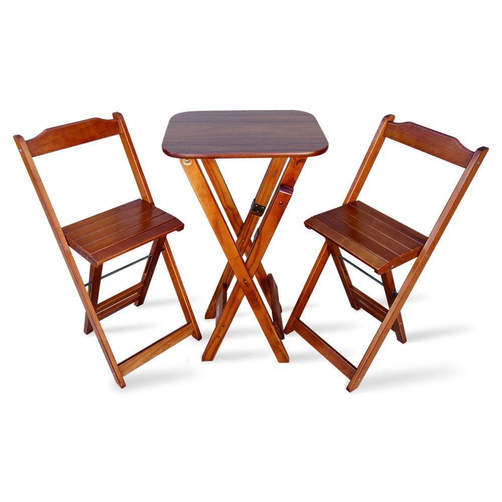 Jogo Dobravel Bistro Com 2 Cadeiras - Imbuia - Cor: Marrom