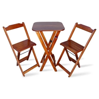 Jogo Dobravel Bistro Com 2 Cadeiras - Imbuia - Cor: Marrom