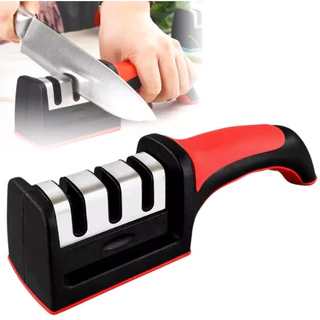 Amolador Afiador De Facas Em Aço Inox Com 3 Afiadores Cor Preta em Oferta na Shopee