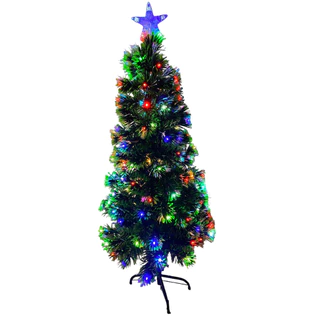 Arvore de Natal Natalina Fibra Otica 1 Metro 20cm Led RGB Topo Estrela Festa Fim de Ano Decoraçao Enfeite