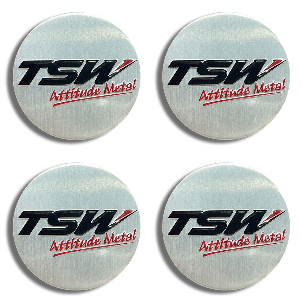 Jogo 4 Emblemas Logo Adesivo TSW 65mm Prata e Preto - Rodas Esportivas ...