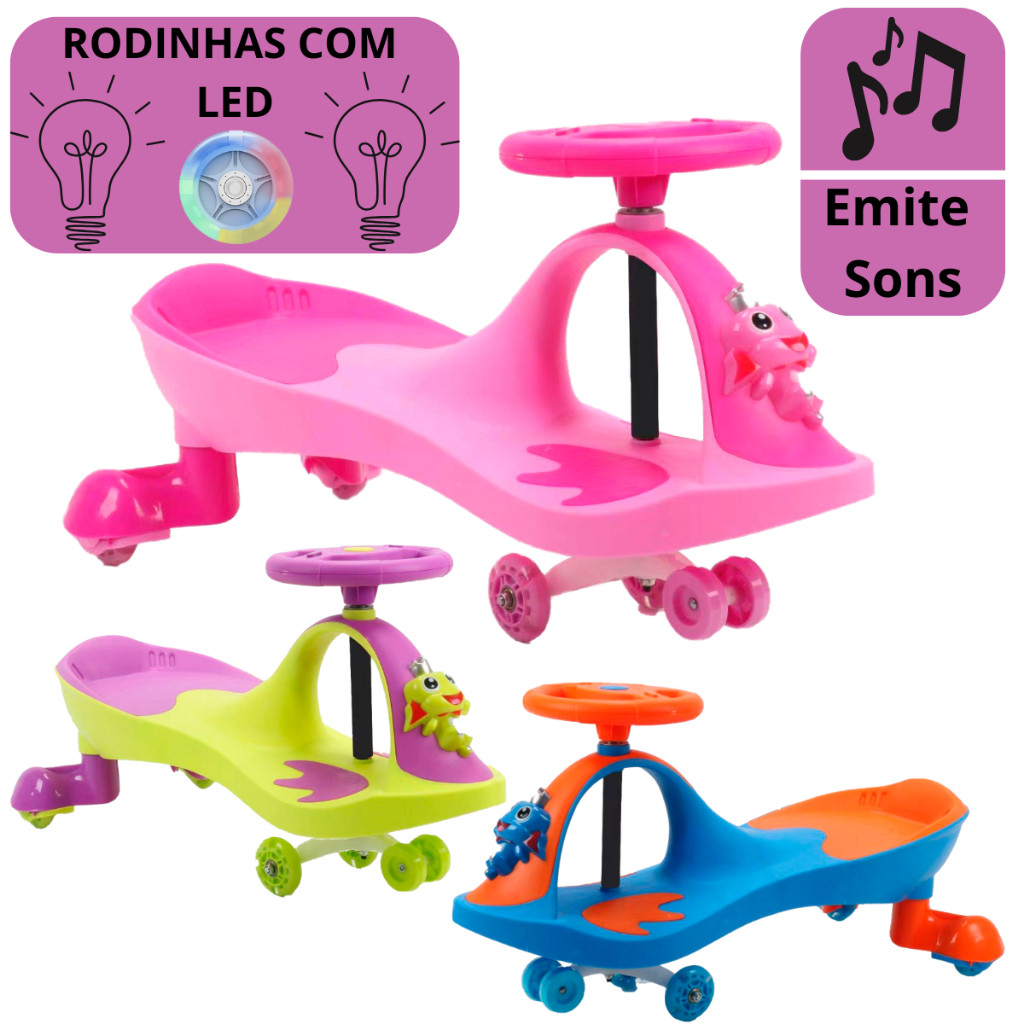 Carrinho Rolima Gira 360 Com Led Música Passeio Infantil Suporta 100kg ...