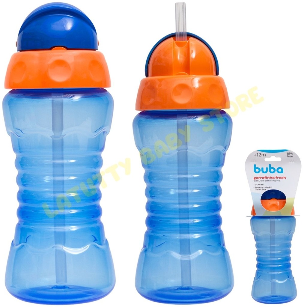 Garrafinha Fresh Buba Bico Canudo Silicone com Tampa Protetora Garrafa ...