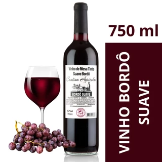 Vinho Cantina Agrícola Bordô Suave 750 ml Docinho Uvas Serra Nacional Custo Benefício