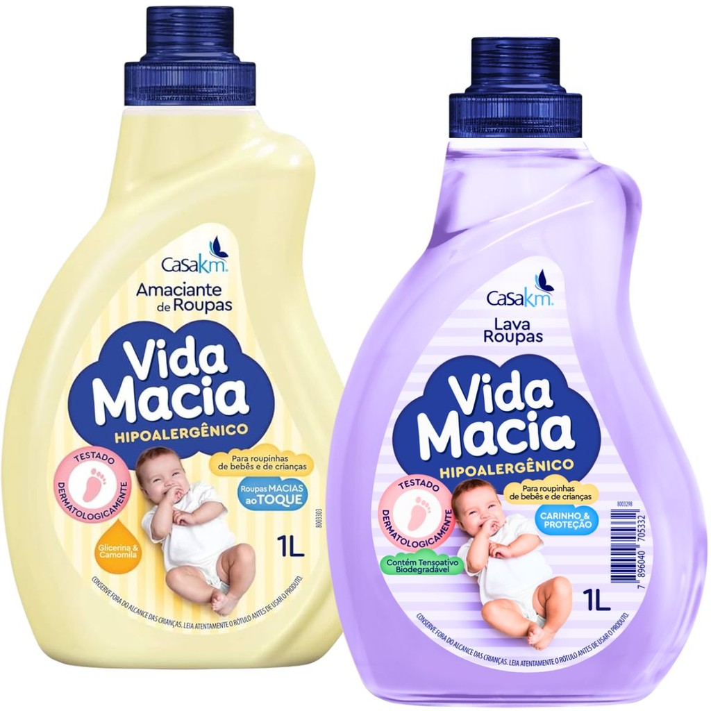 Kit Lava Roupas Líquido e Amaciante Bebê Vida Macia 1 Litro | Shopee Brasil