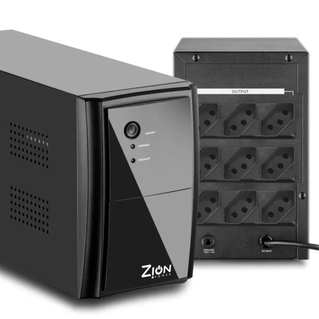 NOBREAK 1200VA BIVOLT AUTOMATICO  2B ATERIAS 9TOMADAS ZION POWER ZPS1200BA