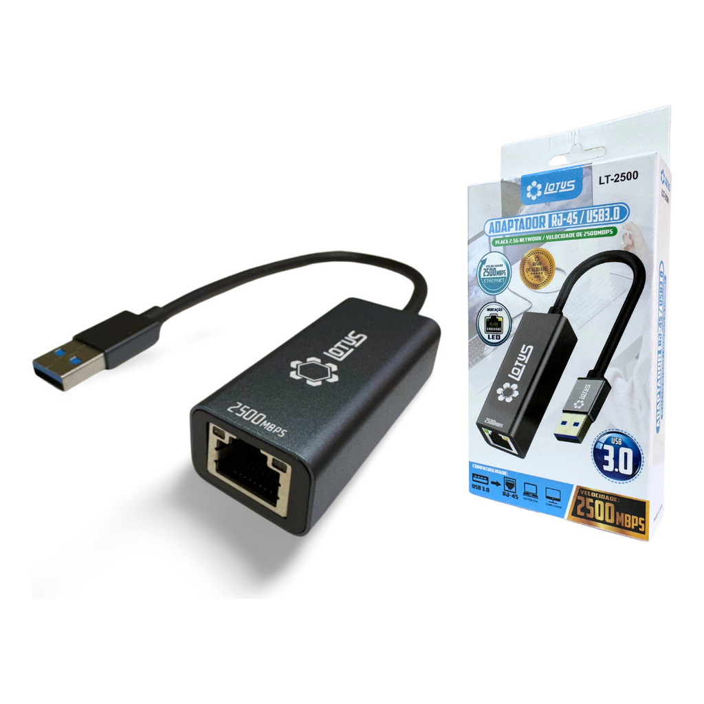 Adaptador de Rede RJ45 USB 3.0 2.5G – Super Velocidade 2500Mbps Plug ...