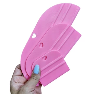 Kit Espátulas Laminação Encadernação Rosa 3 Tamanhos Coração