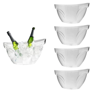Champanheira 12L Luxo Acrílico Grande Reforçado Balde de Gelo Espumante Bebidas Festa Kit 5pçs