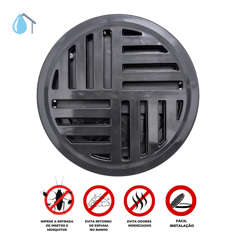 Ralo Grelha ABS Anti-inseto Quadrado/Redondo 15x15 OU 9,4 x 9,4 cm ...