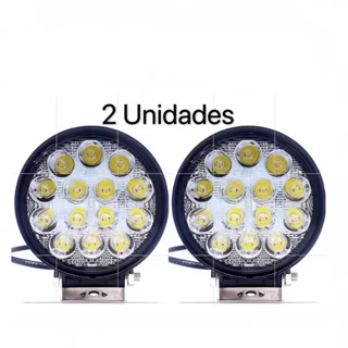 Kit 2 Farol Milha 14 Leds 42w 12v/24v Redondo Off-road 6000k  marisa em Oferta na Shopee