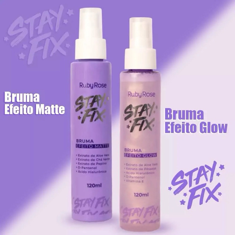 Ruby Rose Stay Fix - Bruma de Maquiagem EFEITO GLOW HB-341 120ml ...