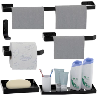 Kit De Acessórios Para Banheiro Preto Fosco 6 Peças
