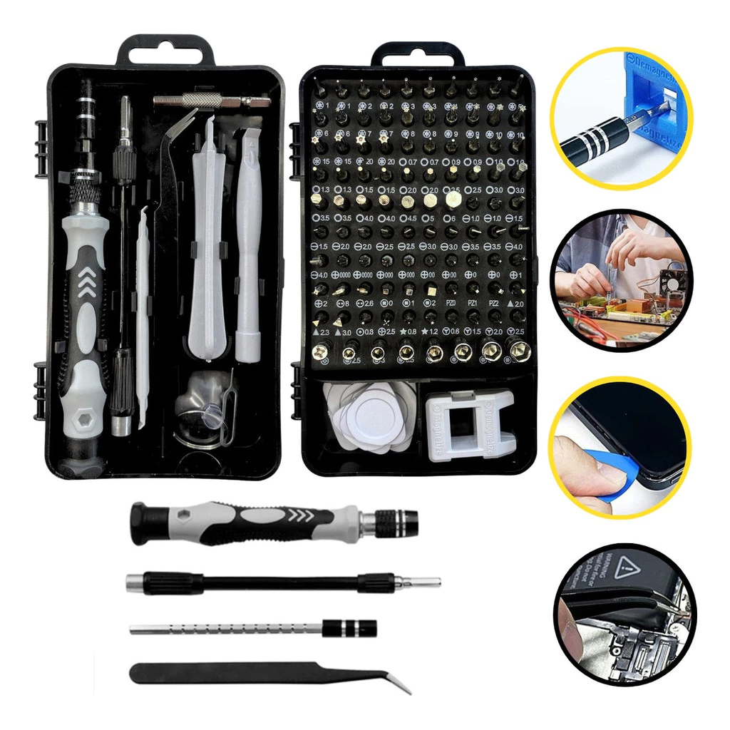 Conjunto Kit Ferramentas 115 Peças Jogo Mini Chaves Precisão Multiuso Celular Notebook Tablet