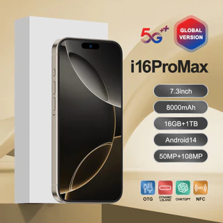 2024 Novos Telefones Celulares i16 Pro Max 16GB ROM 1TB 42MP + 72MP 7.3 " Polegada OLED WIFI 4G 5G 7000mAh Edição Global