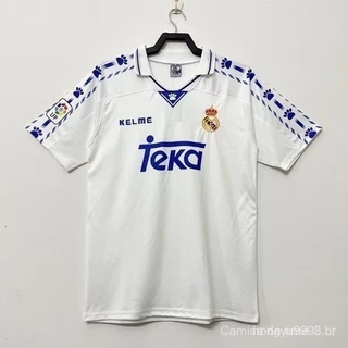 96-97 Real Madrid Casa Retro Jersey S-XXL Camisa de manga curta Masculina Quick Dry Esportes Futebol AAA