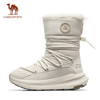 CAMEL SPORTS Outono E Inverno Sapatos Femininos Mais Veludo Quente Algodão À Prova De Umidade Botas De Neve De Cano Alto