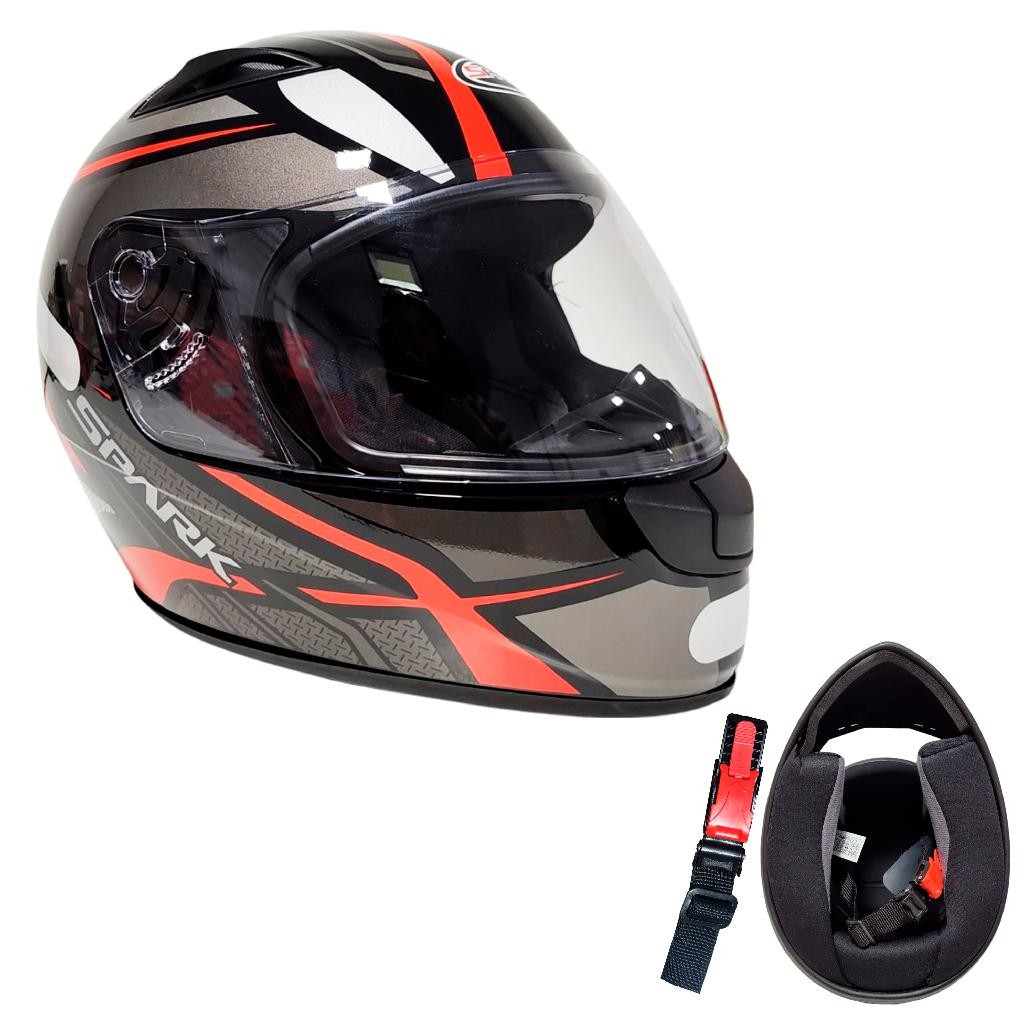 Capacete Moto Fechado Spark Spider Preto e Vemelho Ebf Tamanho 58 ...