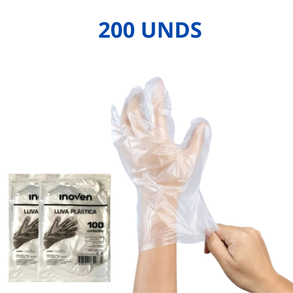 200 Luvas Plásticas Descartável INOVEN - 100 Pares | Shopee Brasil