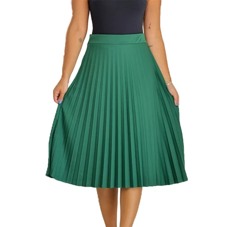 Saia Plissada Midi Feminina Com Forro Lisa Moda Evangelica