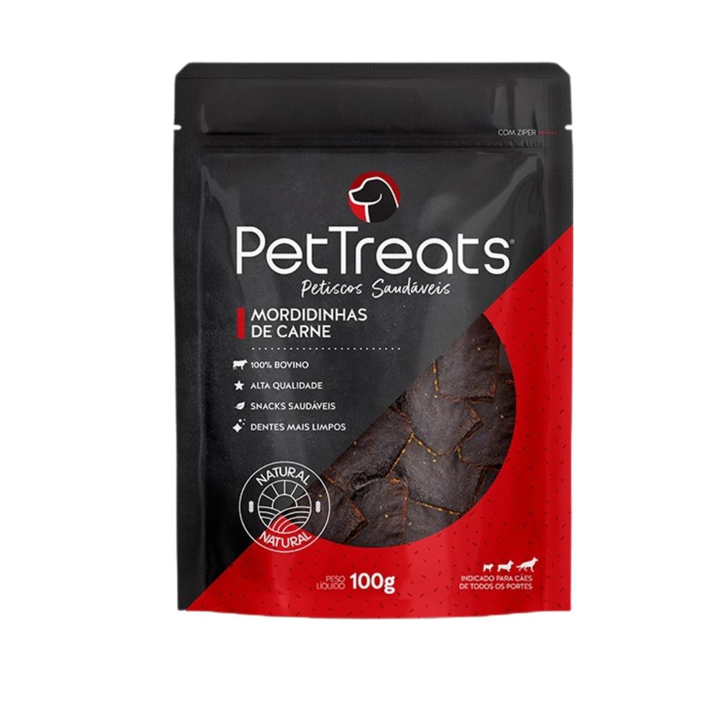 Petiscos Natural Mordidinhas de Carne 100g - Pet Treats em Oferta na Shopee