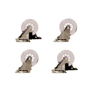 Kit 4 Rodízios Rodinha Silicone Giratório 50MM C/ e S/ Freio Para Imóveis Sofá Estante