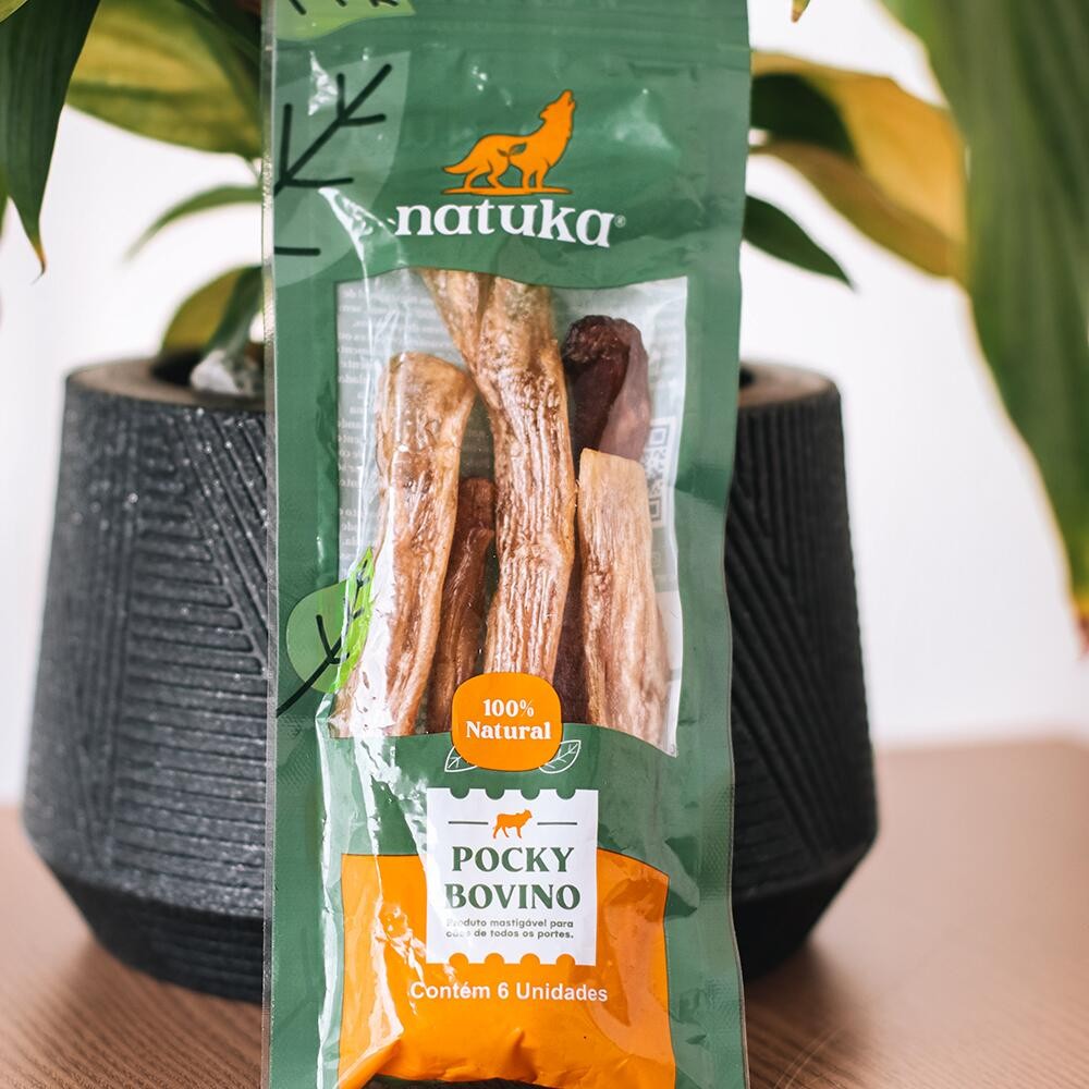 Pocky Bovino Tendão Bovino Mordedor Natural para Cães 6 unid - Natuka