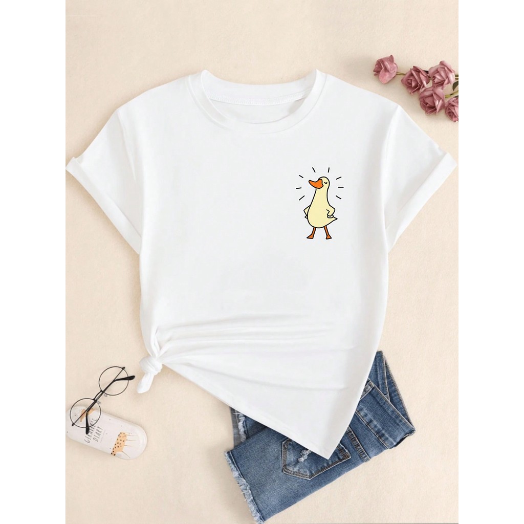 Camiseta Babylook T-shirt. Pato Orgulhoso estampado. Short sleeve, premium cotton. Comfortable. Casual streetwear look
