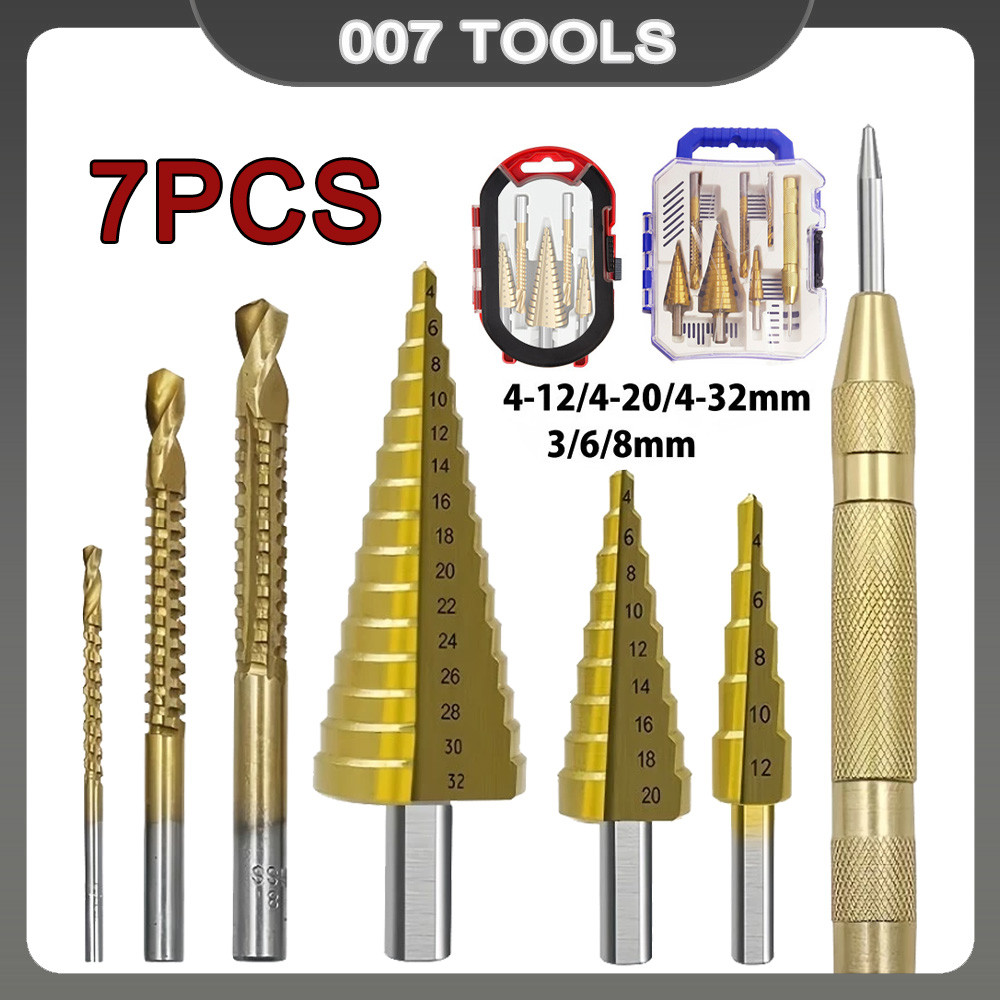 Kit 6/7 Broca Escalonada Cone De Aço Rapido Espiral 4 A 32mm Alta ...