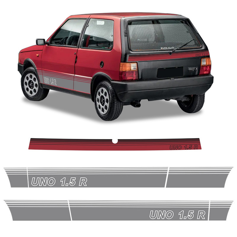 Faixa Fiat Uno 1.5 R 1989 Adesivo Lateral/Traseiro Vermelho | Shopee Brasil