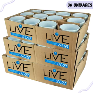 Caneca Live Branca Importada 325ml para Sublimação - 36 Unidades Porcelana Xícara
