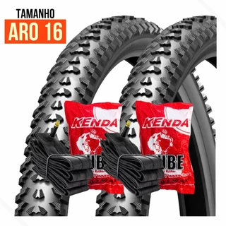 Par de Pneus Bicileta Infaltil Aro 16 x 1.75 Kids BMX Cravo Excess Levorin + 2 Camara de Ar 16 Kenda em Oferta na Shopee