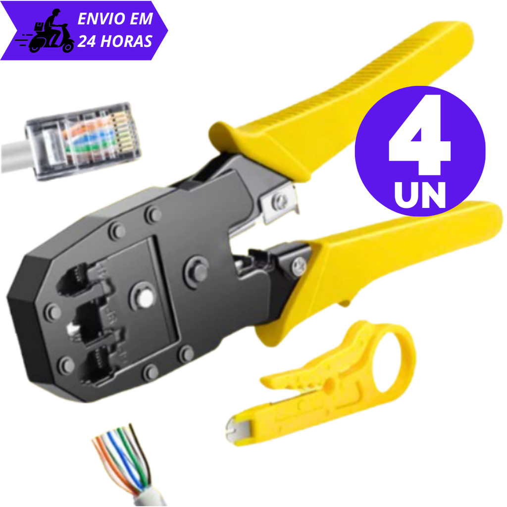 Kit 4 Alicates de Crimpar Cabo De Rede De Internet RJ45 RJ11 Crimpagem ...