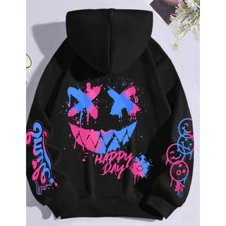 Moletom Canguru Estampado com Carinha Smile Happy