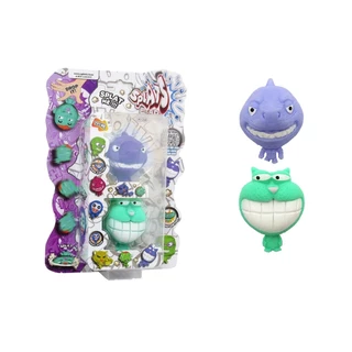 2 Bonecos Tubarão Lilás e Gato Verde - Splats Head Mini