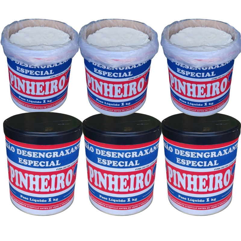 KIT 6 PASTA SABÃO DESENGRAXANTE ESPECIAL MULTIUSO PINHEIRO 1 KILO ...