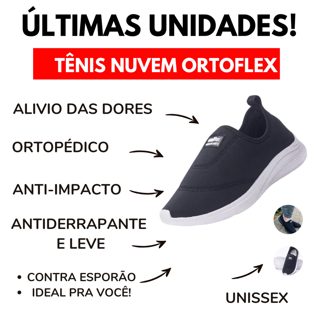 Tênis Ortopédico Massageador Unissex, Tênis para Esporão, Tênis para  fascite plantar, VIVA SEM DORES!