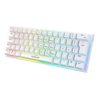TECLADO GAMER MECÂNICO NEOLOGIC PRECISION POLAR 60% RAINBOW 61 TECLAS SWITCH RED BRANCO CABO TIPO C