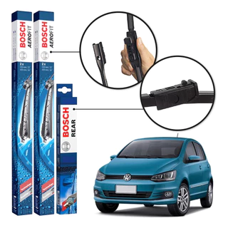 Kit 3 Palhetas Dianteiras Aerofit + Traseira REAR Original Bosch Volkswagen Fox 2013 A 2018