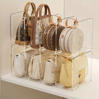 Organizador de bolsa acrílico transparente transparente-divisória de armazenamento de bolsa transparente, organizador de