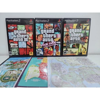 COLEÇÃO GTA SA, VICE CITY, GTA 3 em PT-BR com Mapas / PS2