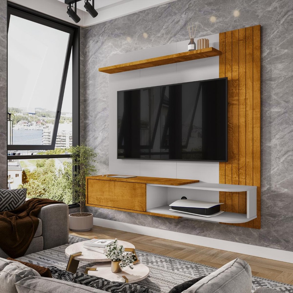 Painel TV 50 Polegadas Conrado Naturalle Off-White | Shopee Brasil