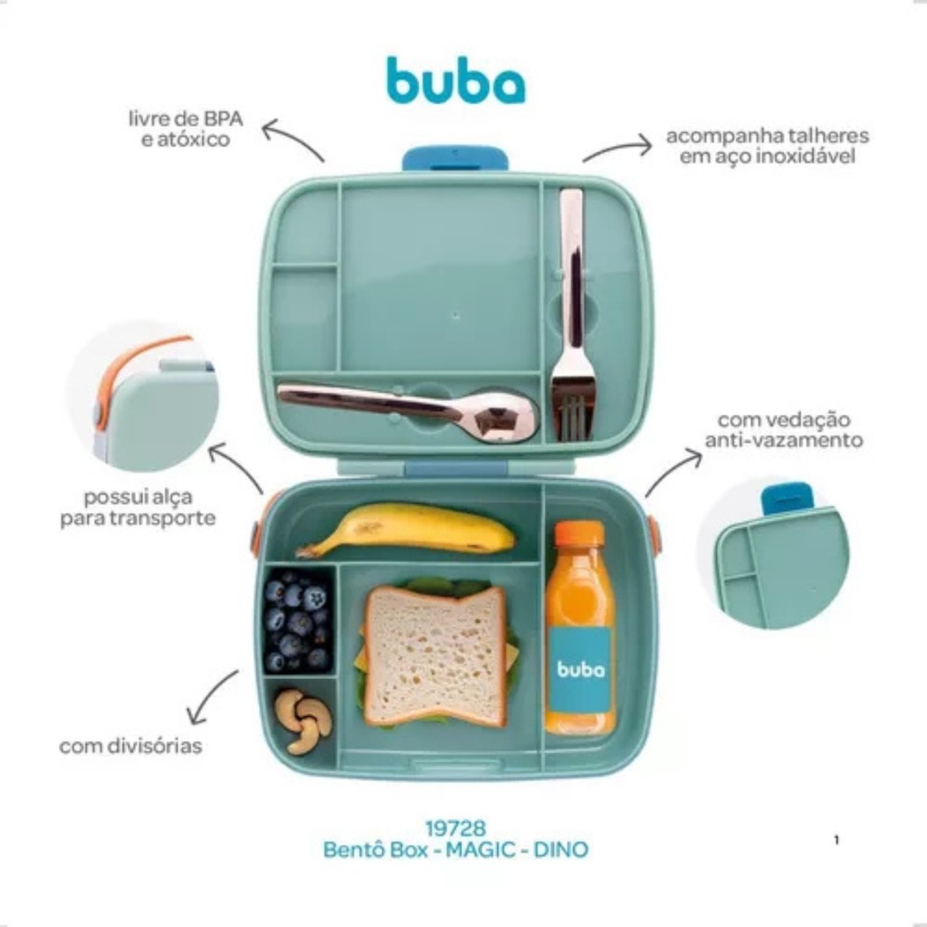 Bento Box Magic Com Divisória Dino - 19728 Buba | Shopee Brasil