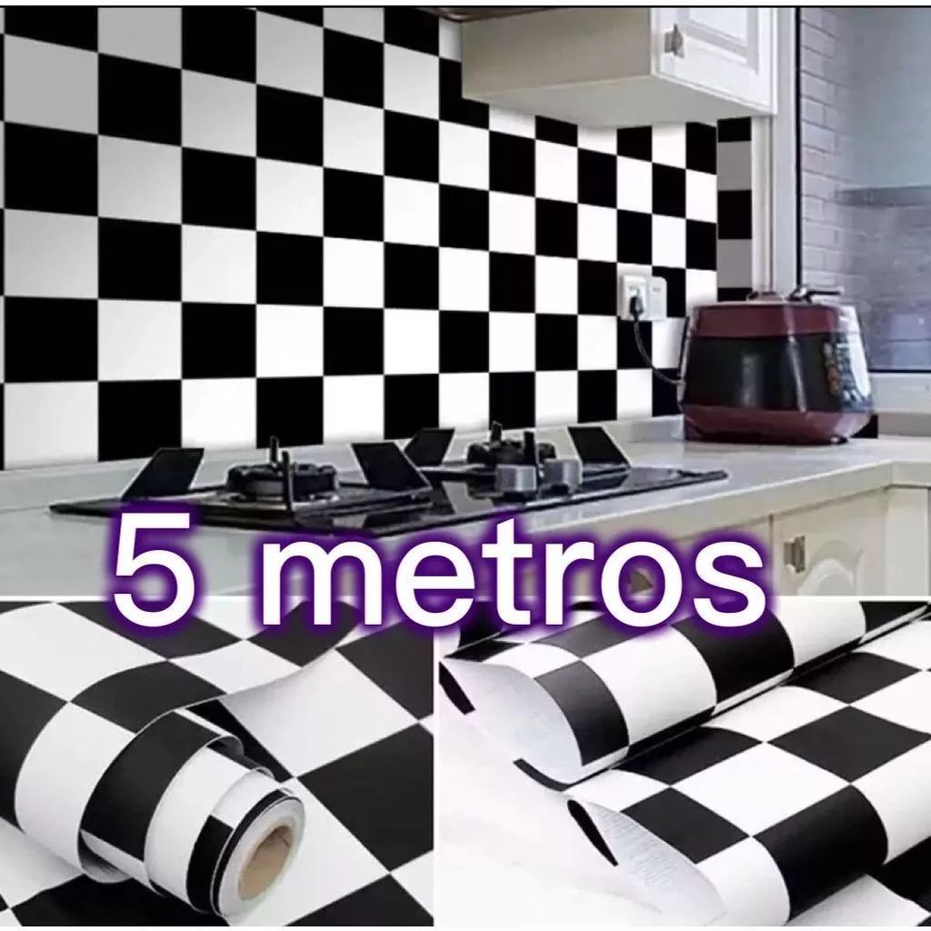 KIT Adesivo Papel De Parede Xadrez - Autocolante 45cm x 5M | Shopee Brasil