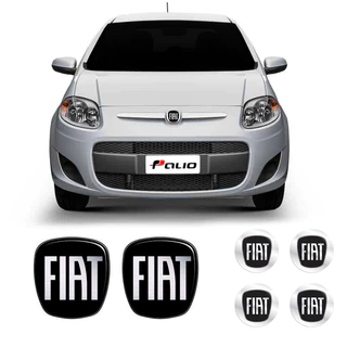 6 Adesivos Emblemas Fiat Preto Novo Palio 2012/2017