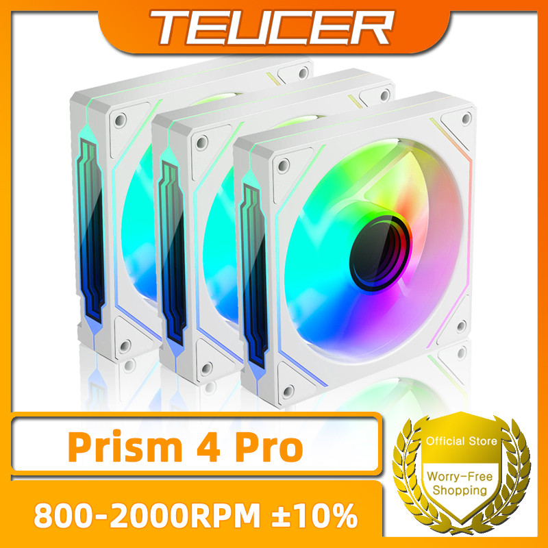 TEUCER Prisma4 Pro 12cm ARGB Ventilador PC Caso Kit 4pin PWM CPU Ventiladores De Refrigeração 3pin 5v RGB Do Computador 