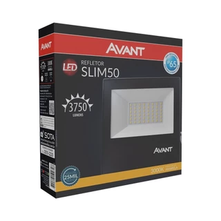 Refletor Avant LED Slim 50W 3,0K 3750 Lumens Preto em Oferta na Shopee
