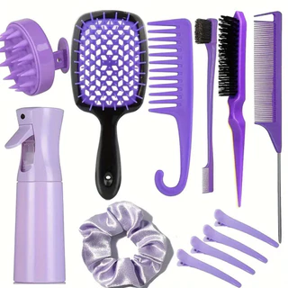 12pcs Escova Para Cabelos Cacheados Natural Curvo Rattail Pente Conjunto Ferramentas De Salão De Cabeleireiro