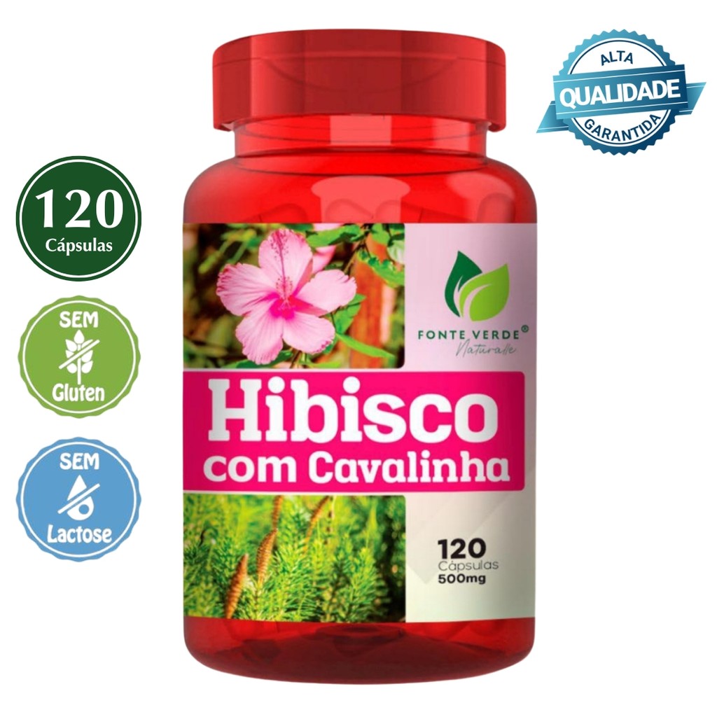 Hibisco com Cavalinha 500mg 120 Cápsulas - Fonte Verde Naturalle ...