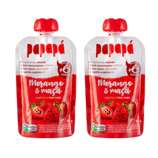 Kit 2x: Papinha Orgânica Papapá de Maçã e Morango - 100g em Oferta na Shopee